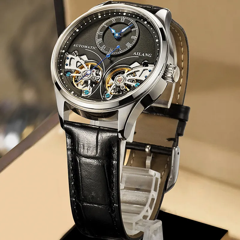 2020 Nieuwe Ailang Merk Mannen Automatische Mechanische Horloges Top Leatehr Waterdichte Steampunk Horloges Heren Skeleton Klok Rome Relogio T200812