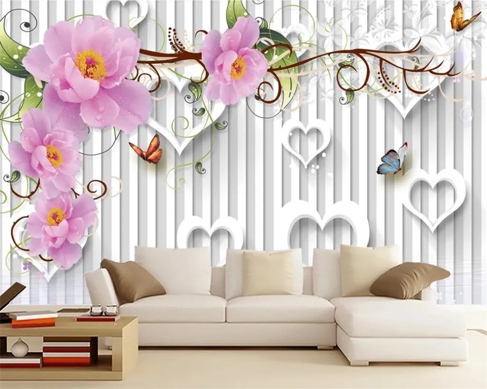 Papier peint 3d Floral romantique, tendance Rose fraîche en trois dimensions, mur de fond de télévision 3d, papier peint Mural pour salon