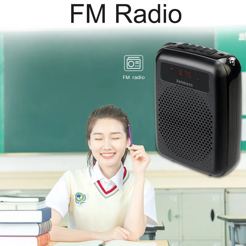 Freeshipping Megafoon Draagbare 12W FM-opname Voice-versterker Leraar Microfoon Speaker met MP3-speler FM Radio Recorder