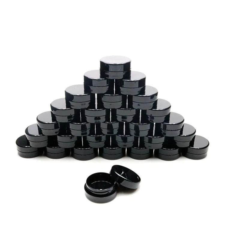 Empty Cosmetic Containers with Lids 3g Plastic Small Refillable Travel Bottle Leak Proof Round Black Jars for Slime Sample