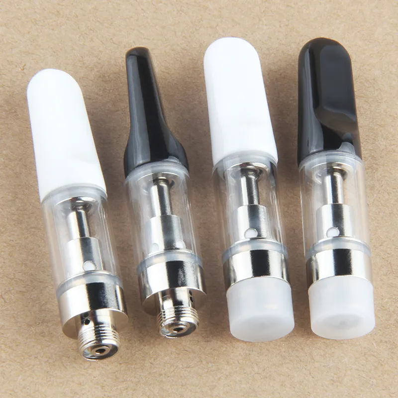 MOQ 5 PCS Boş Vaporizer Kalem Atomizerler Kartuş Seramik Bobin Depk Kalın Yağ .5ml 1ml Pyrex Cam Th205 Vape 510 İplik Önceden Isıtma Pili için Atomizer