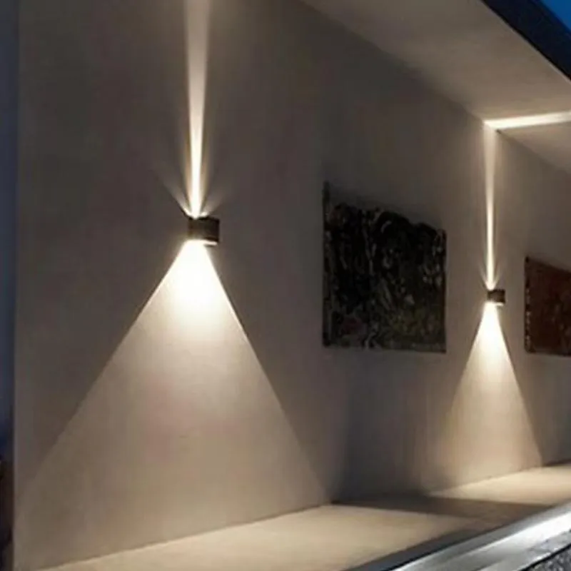 12W LED açık duvar lambaları IP65 su geçirmez beyaz siyah modern duvarlar armatürler lamba ışığı AC85-265V dış ev aydınlatma