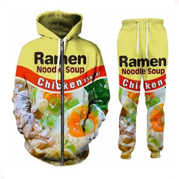 DHgate Ramen Noodle Soup Chicken Flavor 3D Printed Sportswear Comfy Tracksuit Fashion Apparel