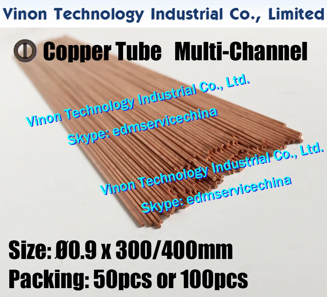 Tubo di rame multicanale da 0,9x400 mm (50 pezzi o 100 pezzi) Tubo multiforo per elettroerosione Diametro elettrodo in rame = 0,9 mm Lunghezza = 400 mm per trapano per elettroerosione