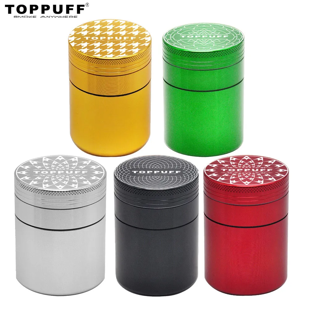 Toppuff Space Case Grinder 50mm 3 Sztuk Zioła aluminiowe Z Ziele Ziele z Hermeight Cylinder Case Metal Herb Mlask z różnym wzorem