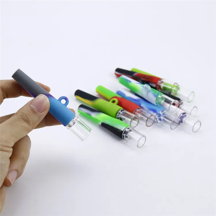 Glass & FDA Silicone One Hitter Pipes Tobacco Mini... From Gb_bong, $1.22