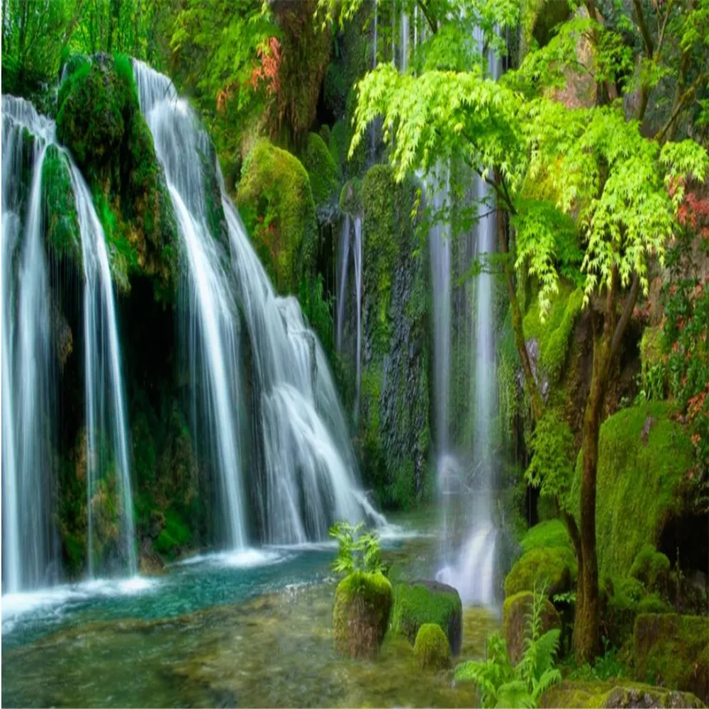3D customized silk wallpaper with waterfall pattern for living room and  nursery, custom size, green from Dhgate Wallpapers - price 16.59, image size:1000x1000