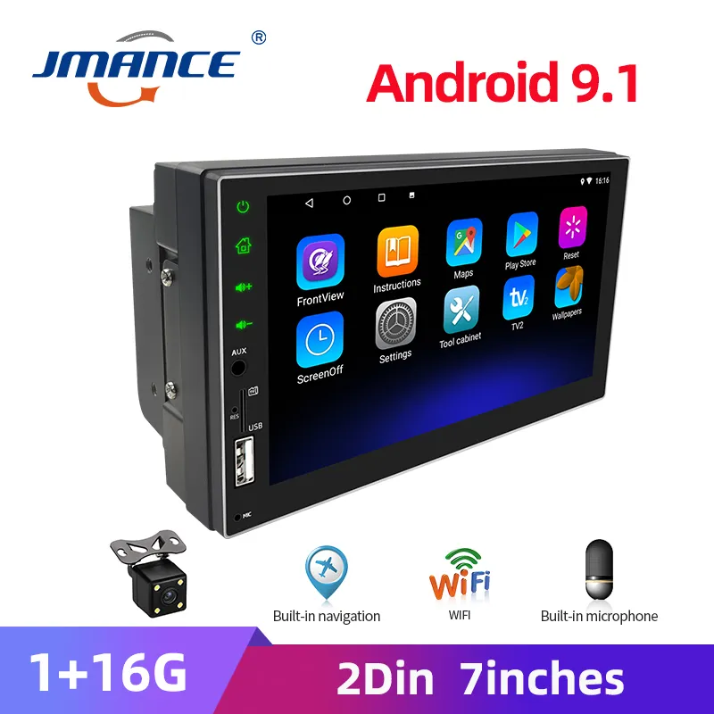 JMANCE 2 DIN 7 '' 'Bilradio Android Player GPS Multimedia Auto Radio Touch Screen Bluetooth FM WIFI USB Audio Stereo MirrorLink Car DVD