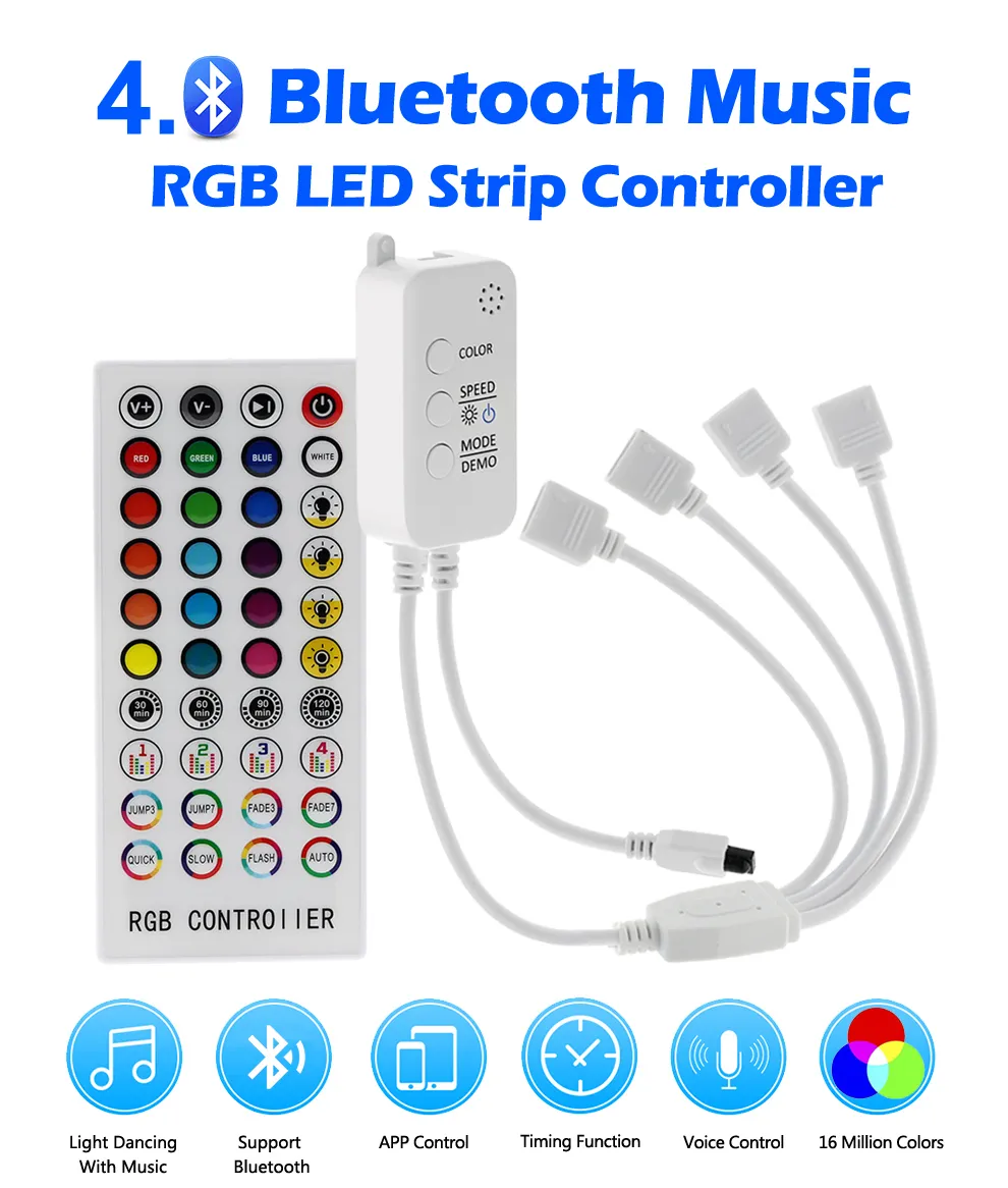 Sterownik muzyki Bluetooth Controller RGB DC12V 40key IR Pilot do 2835 5050 RGB LED Strip Lights