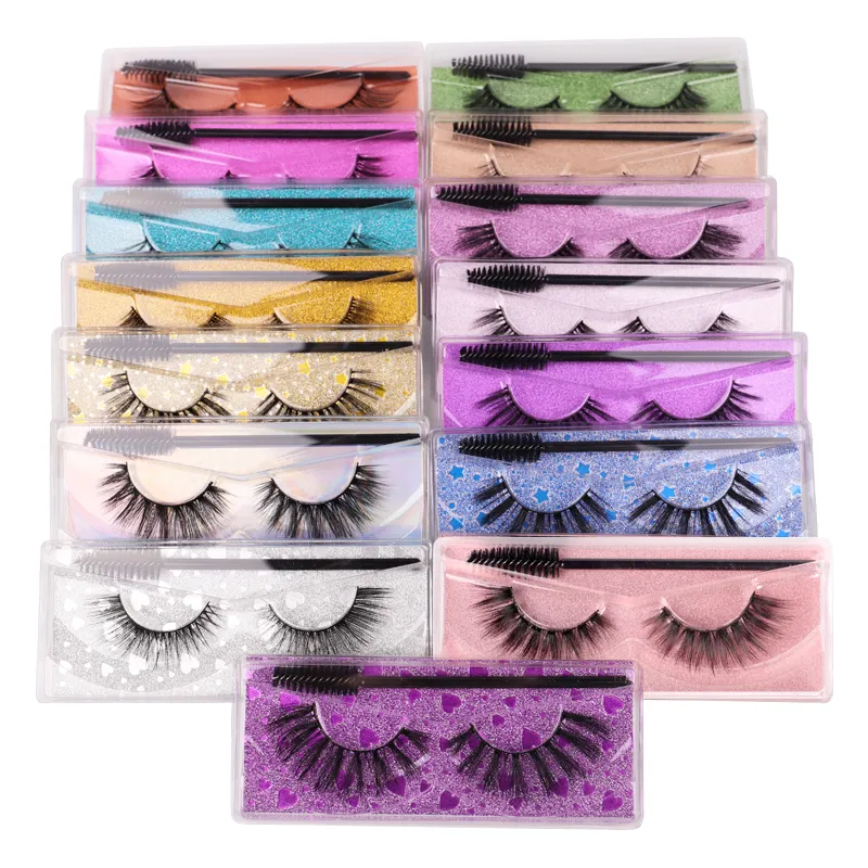 Falsche 3D-Wimpern mit Wimpernbürste Mascara-Bürsten Mink Lashes Hot 15 Styles Dramatic Thick Natural Lashes Wispy Fluffy Eye Makeup Tools