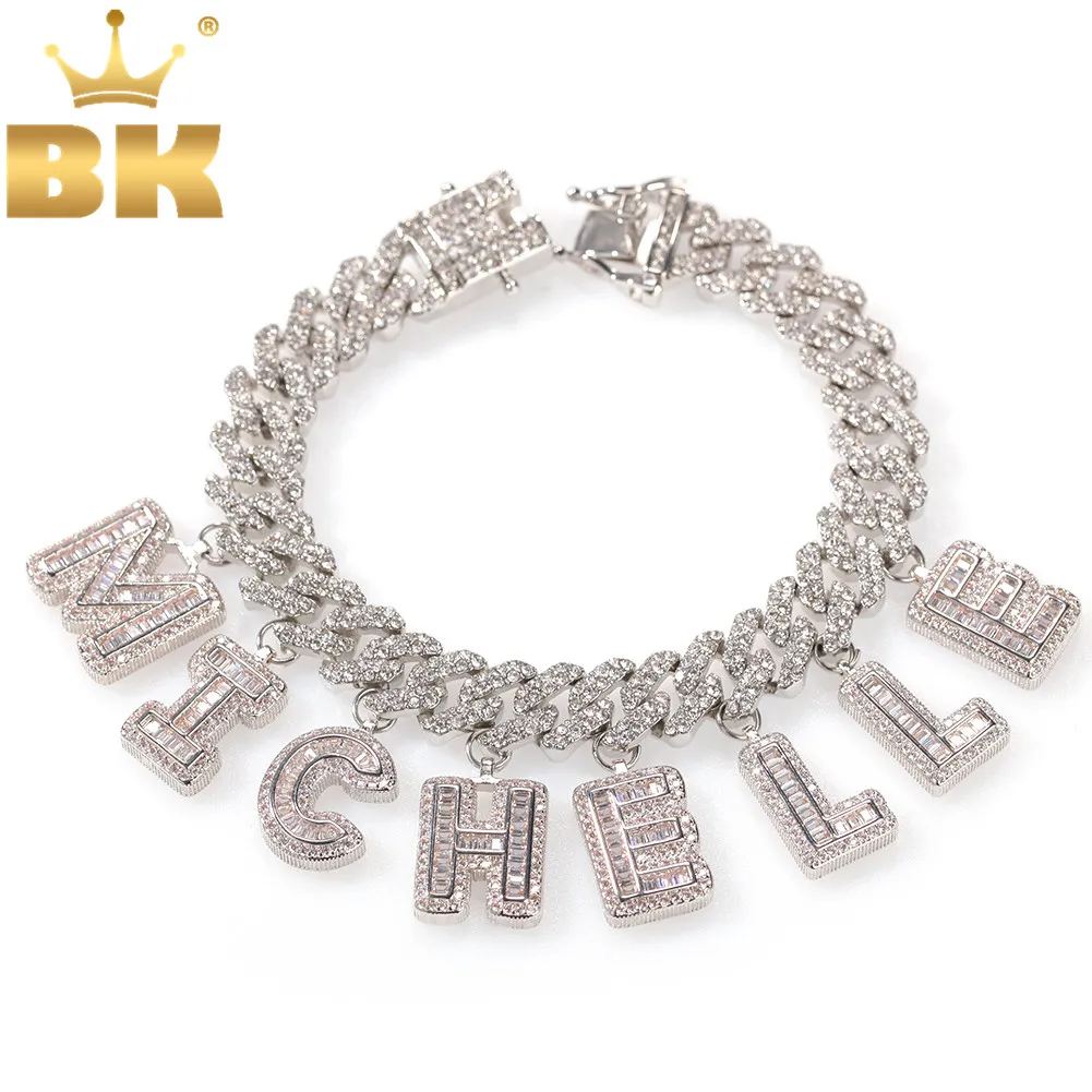 The Bling King Hiphop DIY Oświadczenie 12mm S-Link Miami Cuban Naszyjnik Baguette List Wisiorek Kostki Biżuteria Hurtownie Własny styl Y200810