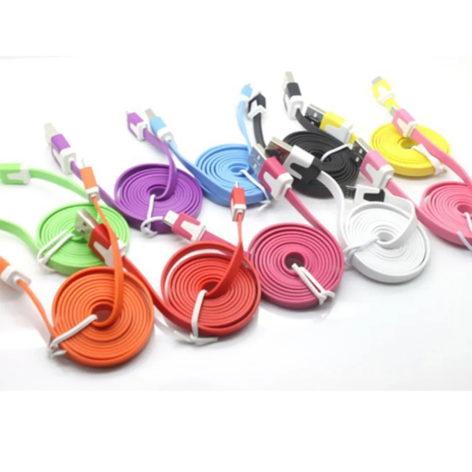 Colorful Flat Noodle Micro USB Cables: 1M Fast Charging & Data Sync ...
