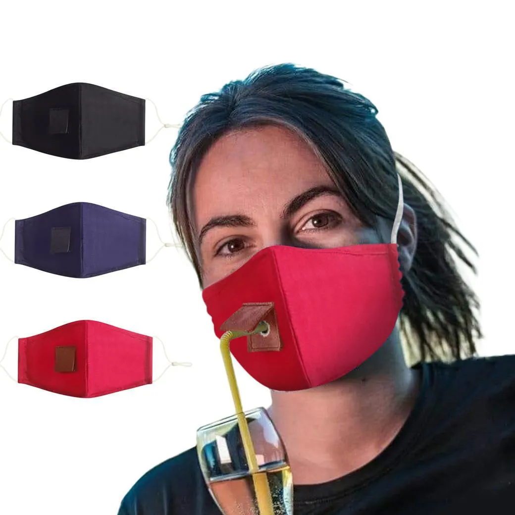 Party Drink Masques Adulte Femmes En Plein Air Anti Pollution Brouillard Coton Bouche Paille Masque Réutilisable Lavable Antipoussière De Protection Visage Couverture FY6092