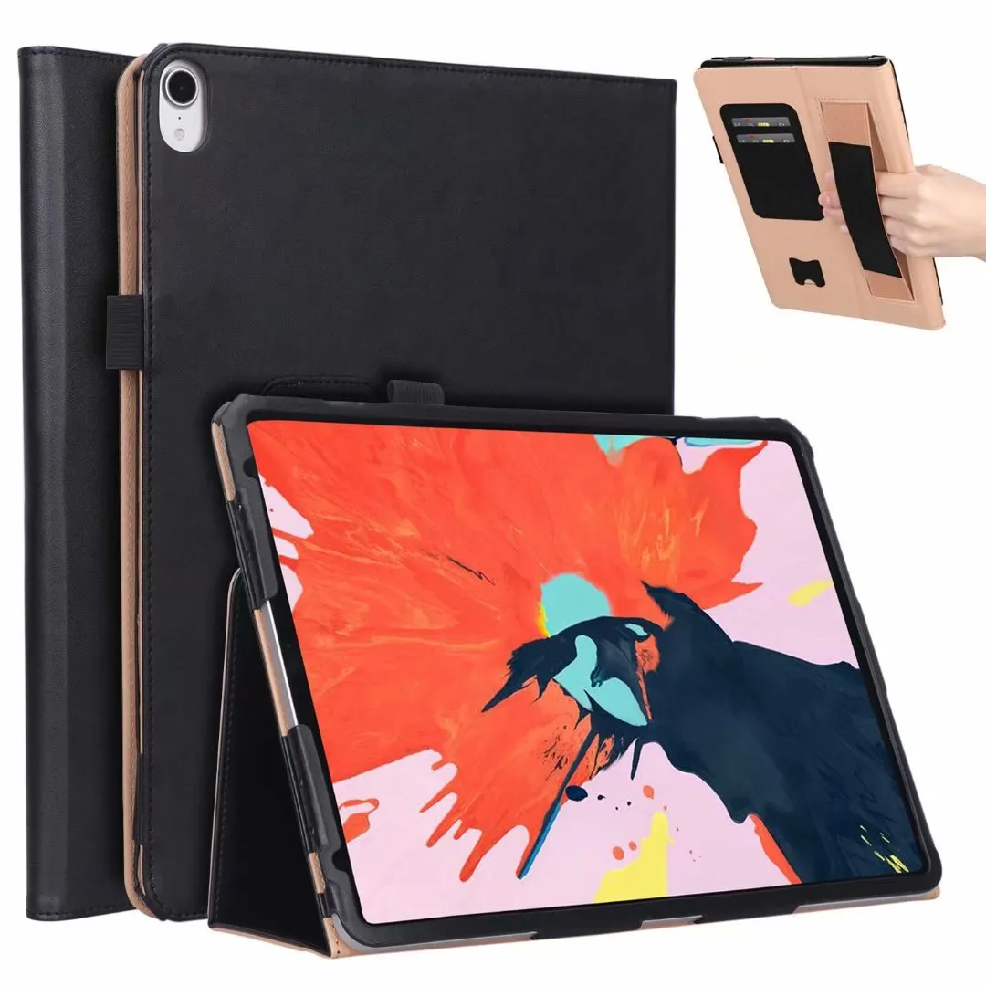 Rotating Case Cover with Wallet Pocket with Hand Strap with Auto Sleep/Wake Function for iPad pro 11" 2018 2020/iPad pro 12.9" 2018 2020