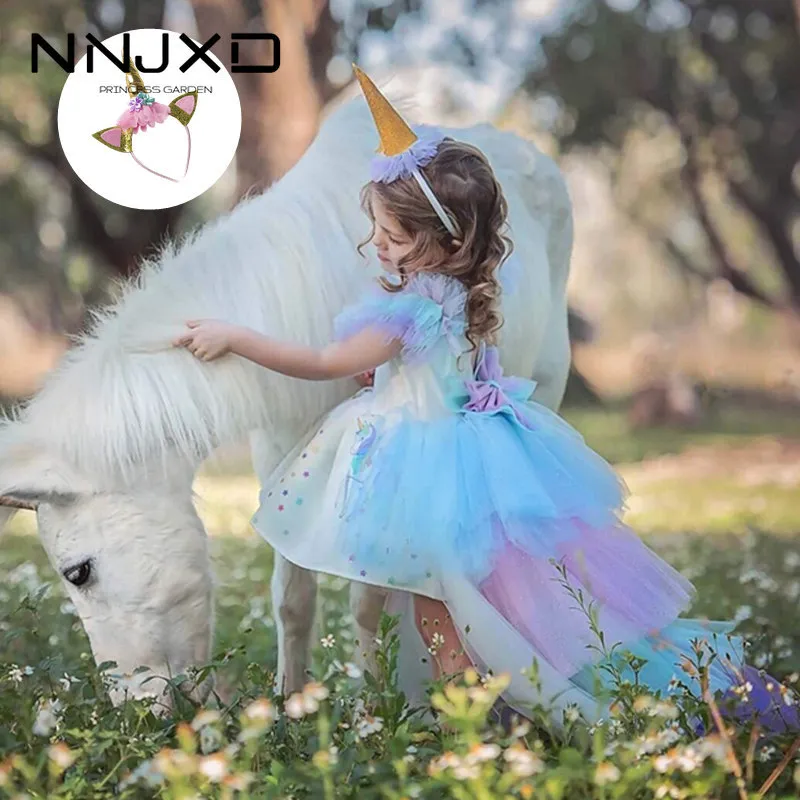 Birthday Girl Unicorn Dress | Girl Dresses Rainbow Party | Kids Unicorn  Dresses Girls - Girls Casual Dresses - Aliexpress