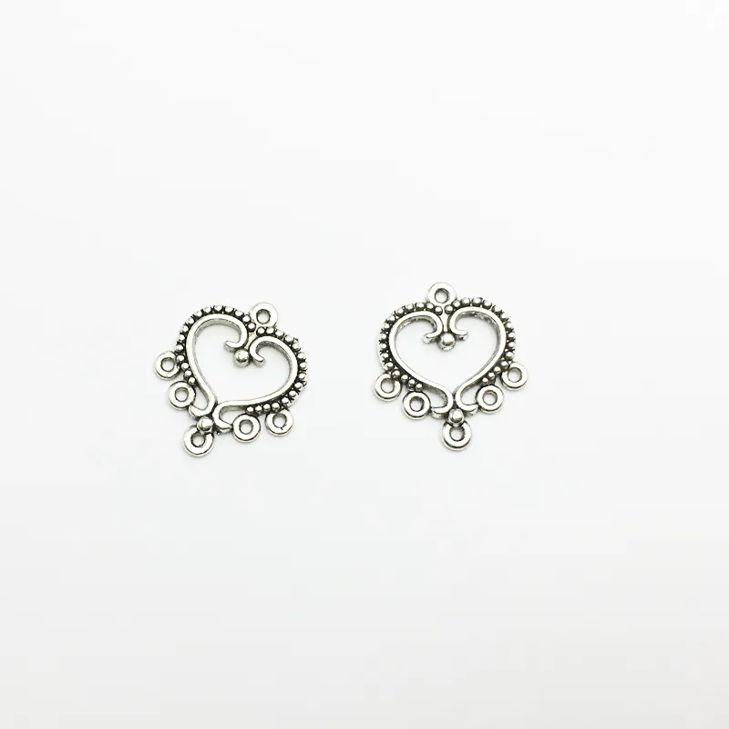 200 sztuk Antique Srebrne Złącza Heart Wisiorek Charms Dla Naszyjnik Biżuteria Ustalenia 21x19mm