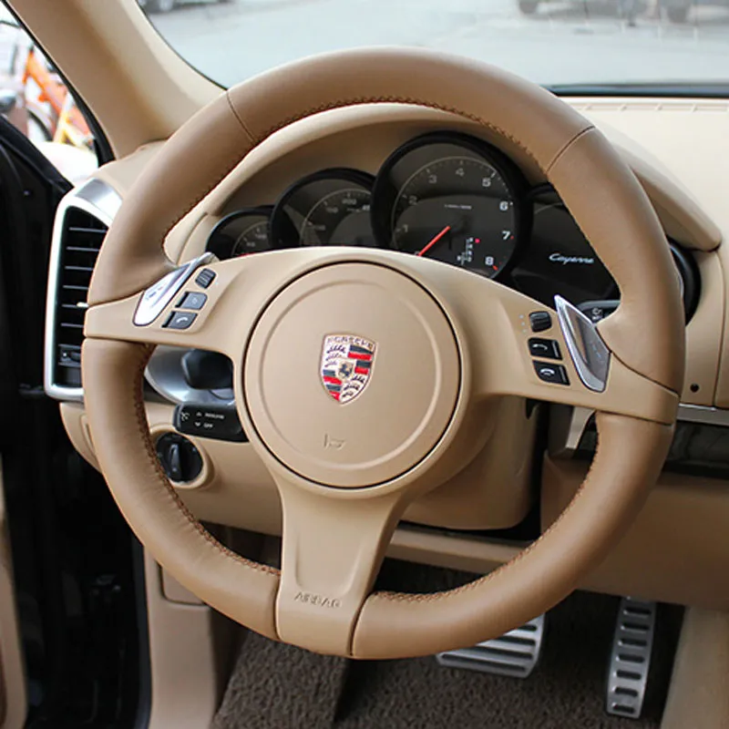 Cubiertas de cuero Universal Car Steering Wheels-Cubierta del volante del  coche 14-15 pulgadas-Aliexpress