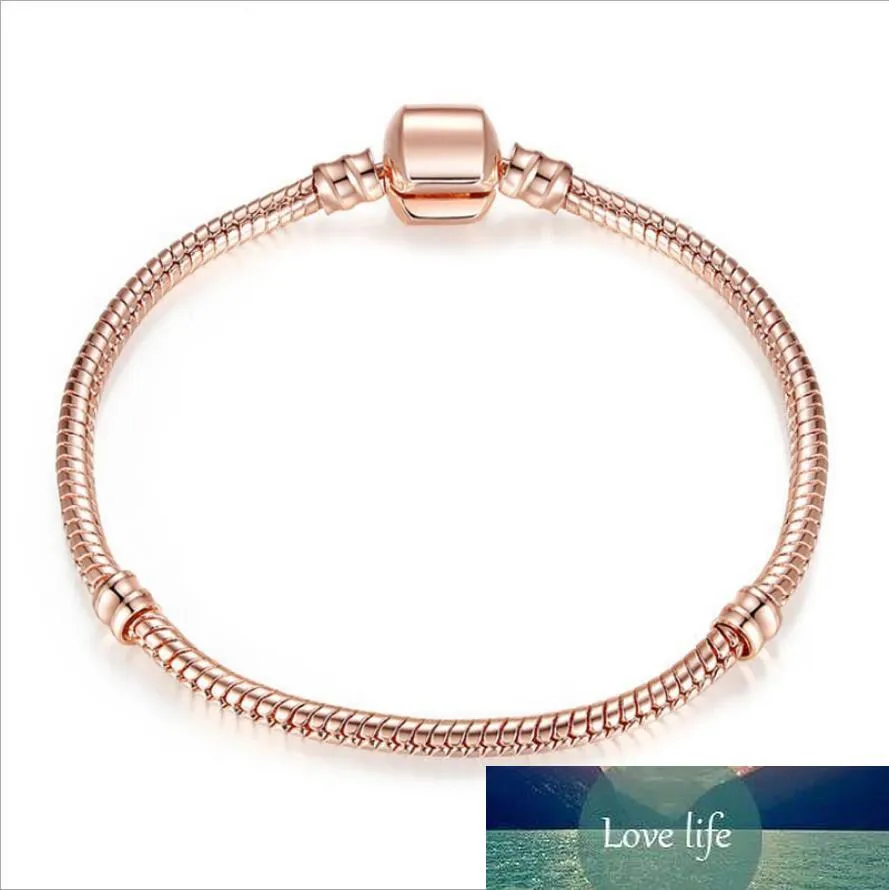 Verkauf Rose Gold Schlangenkette Armbänder Farbe Beibehaltung fit Europäischen Stil Perlen Großhandel China Fabrik