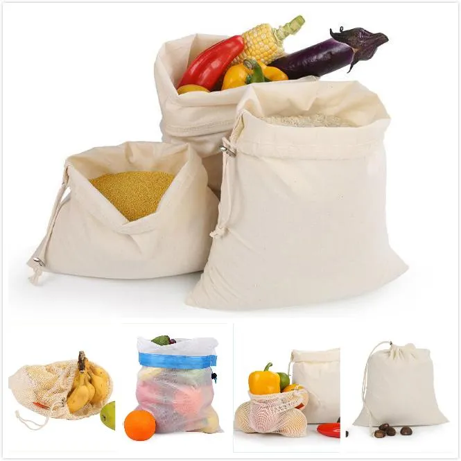 Nuova pratica borsa per la spesa riutilizzabile riutilizzabile lavabile con coulisse solida borsa per la spesa all'aperto per la casa