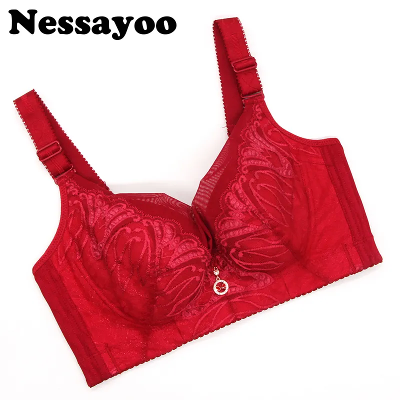 Sutiãs femininos sutiã push up sem fio plus size roupa íntima bh copo cheio renda sutiã sutiã sexy tamanho grande lingerie 90 95 100 sutiã206f