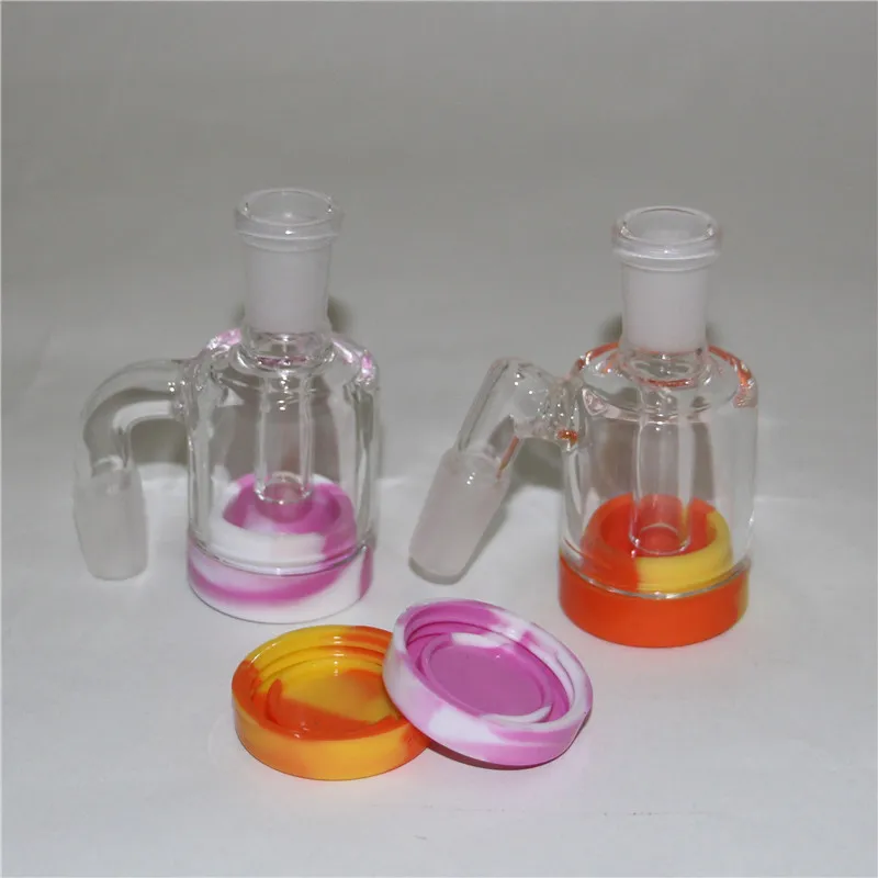 Narghilè Bubbler Catcher Ash Catcher in vetro rimovibile con contenitore in silicone 7ML Giunto 14MM per Glas Bong Honeycomb Water Pipe ashcatcher