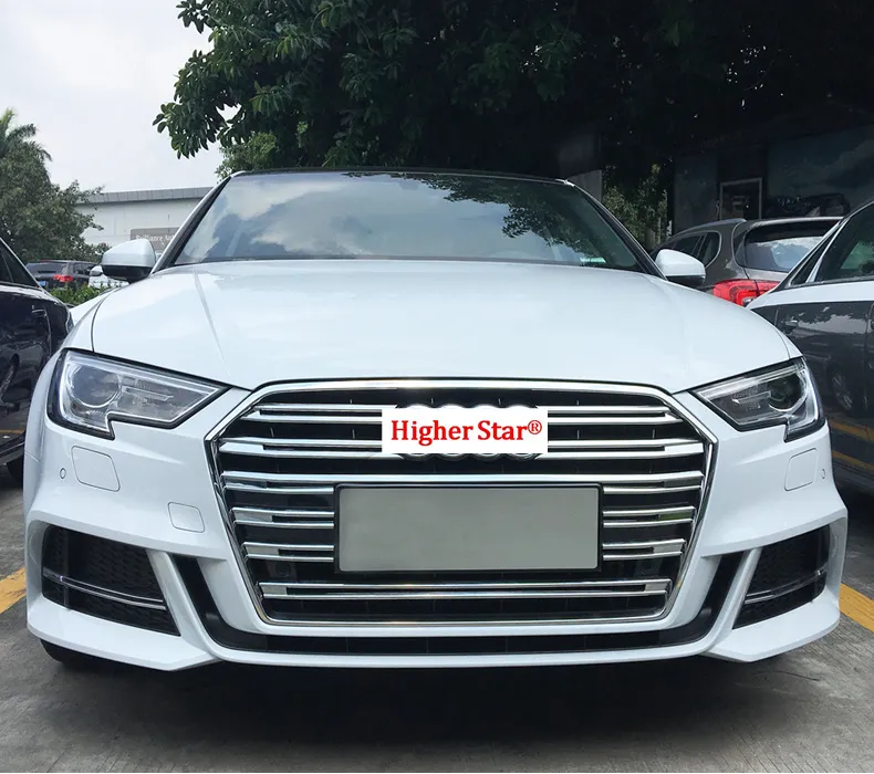 Alta qualidade do carro de aço inoxidável Grade dianteira decoração guarnição, nevoeiro lâmpada decoração guarnição para Audi A3 2017-2019 com radar ou sem radar