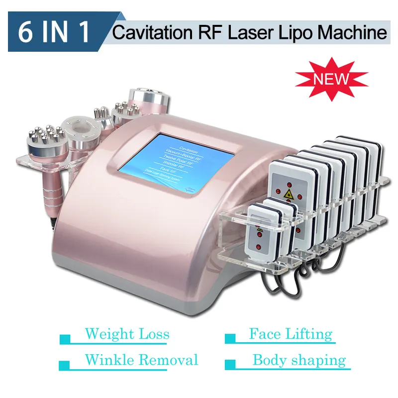 Lipo Laser Slimming Portable Machine 8 dynor med kavitation Tripolar Multipolär RF Kroppskonturering Skönhetsutrustning