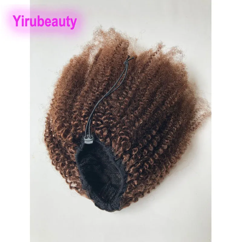 Brezilyalı% 100 İnsan Saçı 4# Renk Virgin Saç 10-20 inç Ponytails Afro Kinky Kıvırcık Saç Ürünleri 100g örgü