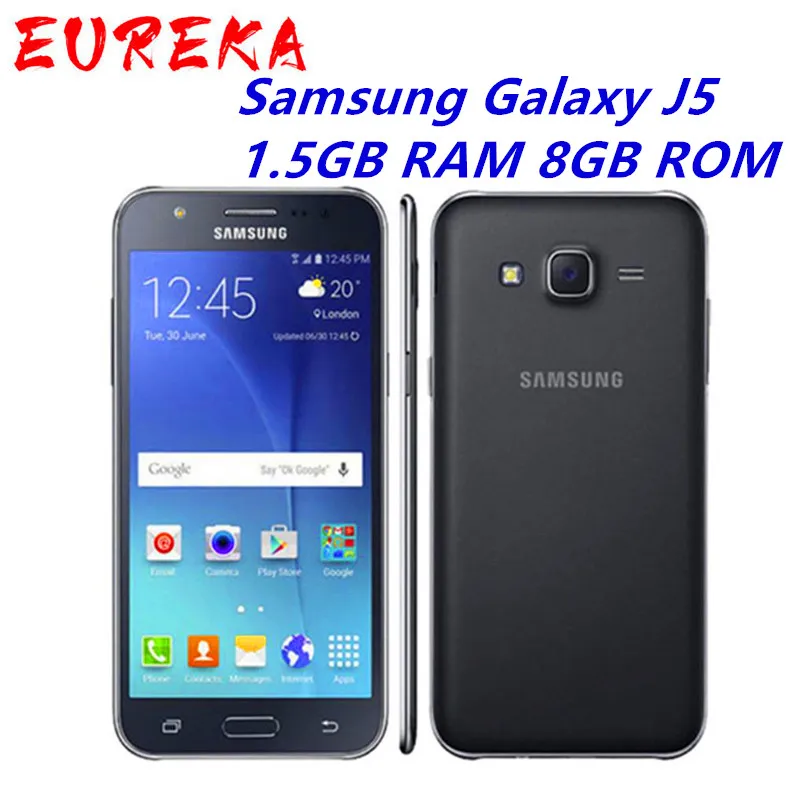 Orijinal Unlocked Samsung Galaxy J5 J500F Quad Core 1.5 GB RAM 8 GB ROM 13.0MP Çift SIM Kart Bluetooth Cep Telefonu