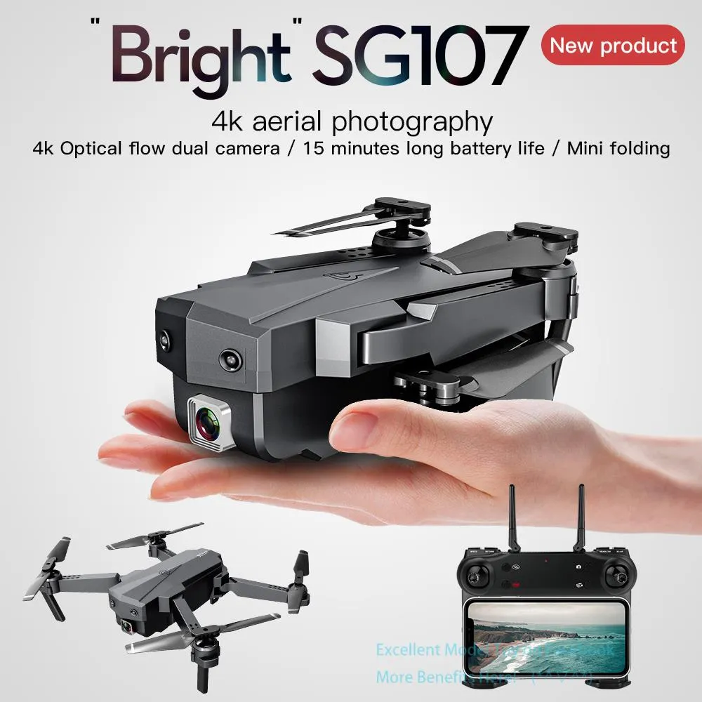 SG107 4K dubbele camera wifi fpv beginner drone kid speelgoed, optische flow positionering, hoogte houd, intelligent volgen, gebaar maken foto, 2-2