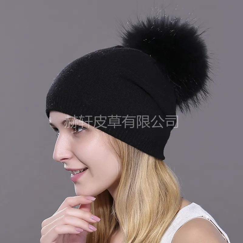 Winter Fashion Womens Cotton Knitted Pom Pom Hat Soft And Cozy