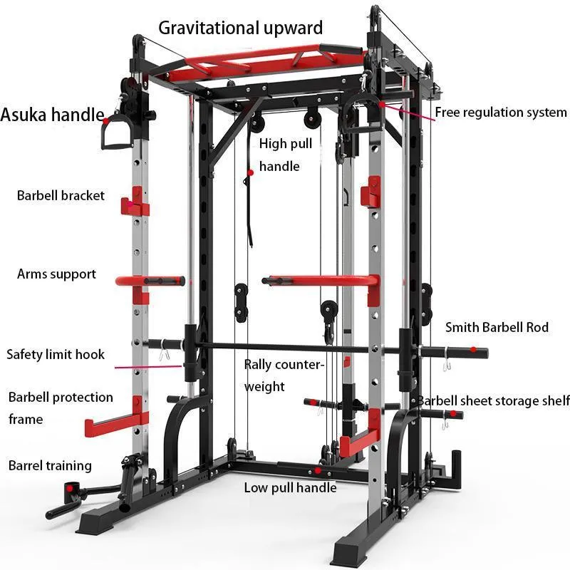 Alta Qualidade Nova Máquina Smith Squat Squat Cremalheira Quadro de Gantry Fitness Home Abrangente Treinamento Dispositivo Grátis Squat Bancão Pressione Frame.1