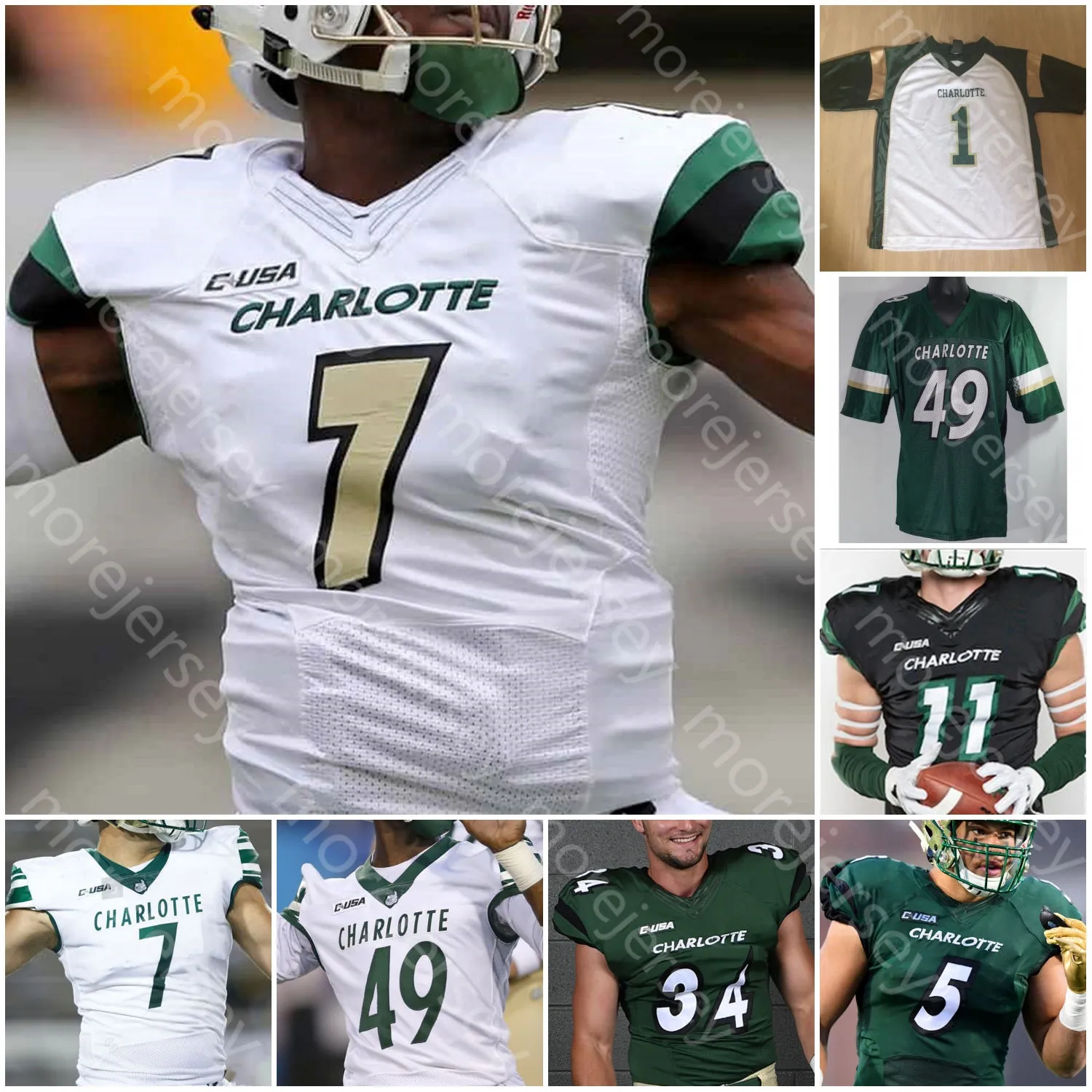 Personnalisé Charlotte Football Jersey NCAA College Chris Reynolds Benny LeMay Victor Tucker Dollar Alex Highsmith Watts Tre Harbison III Thompson