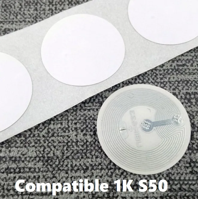 Smart RFID Sticker HF Label compatible 1K S50 Stickers 13.56Mhz ISO14443A RFID f08 Label Smart Keytag Card For NFC Reader Accepet Printing