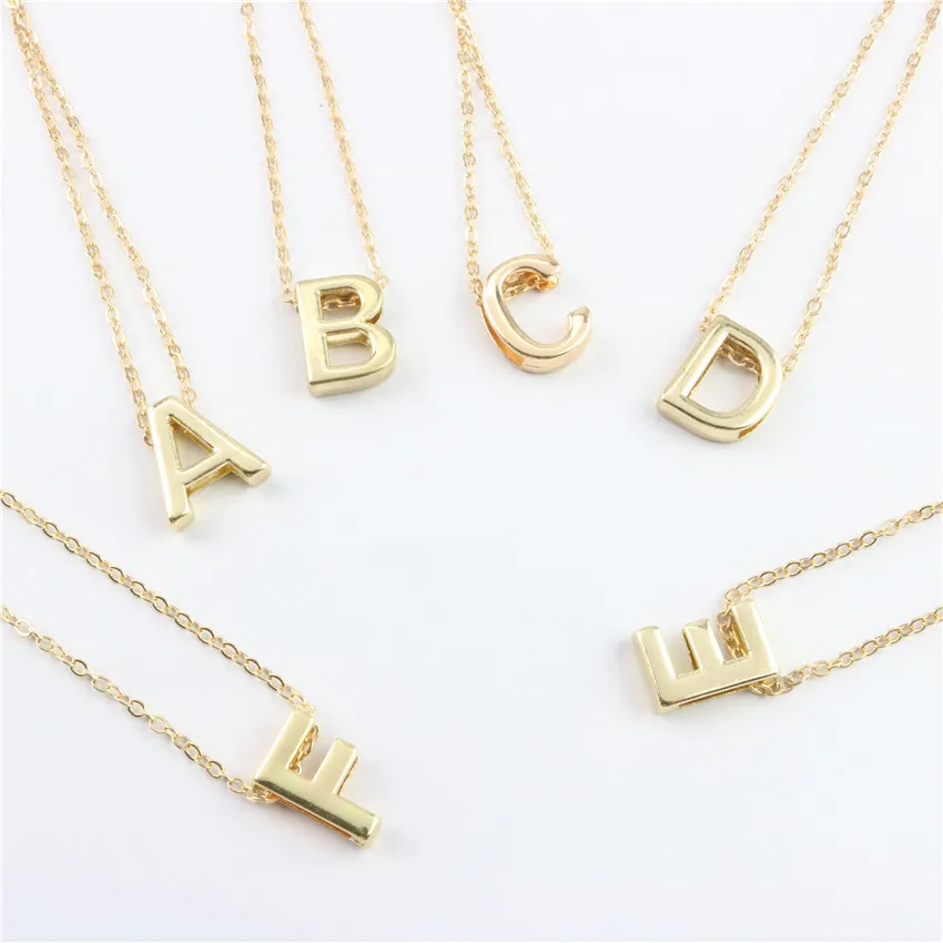 Arbeiten Sie einfache A-Z Anfangsbuchst Halsketten für Frauen Personalisierte 26 Alphabet Gold-Silber-Charme-Anhänger Halskette Frauen Schmuck Geschenk