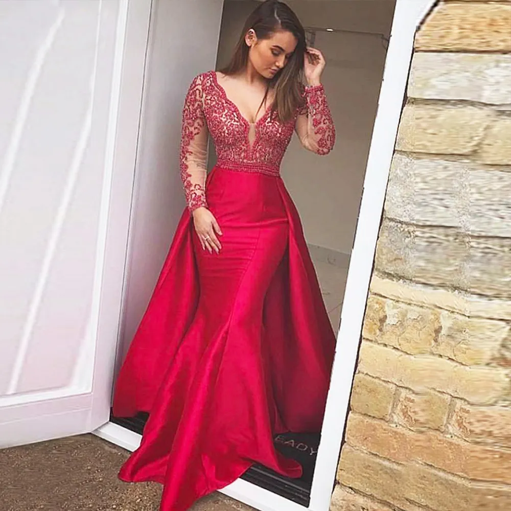 Long sleeve gala gowns sales