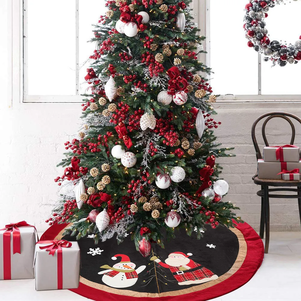Nouveaux ornements de Noël jupe d'arbre de Noël 120 cm robe arbre bas tablier personnes âgées jupe d'arbre en gros Europe et Amérique 2021 nouvel an