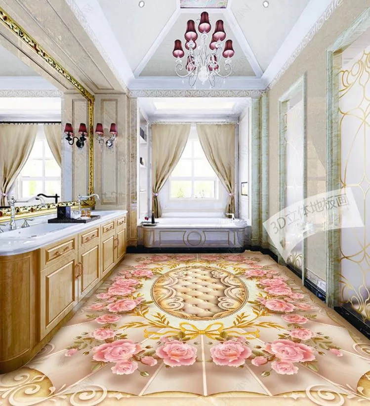 壁のための壁紙の自己接着の床の壁紙の壁の居間の寝室のバスルームバラの花PVCの自己接着防水床
