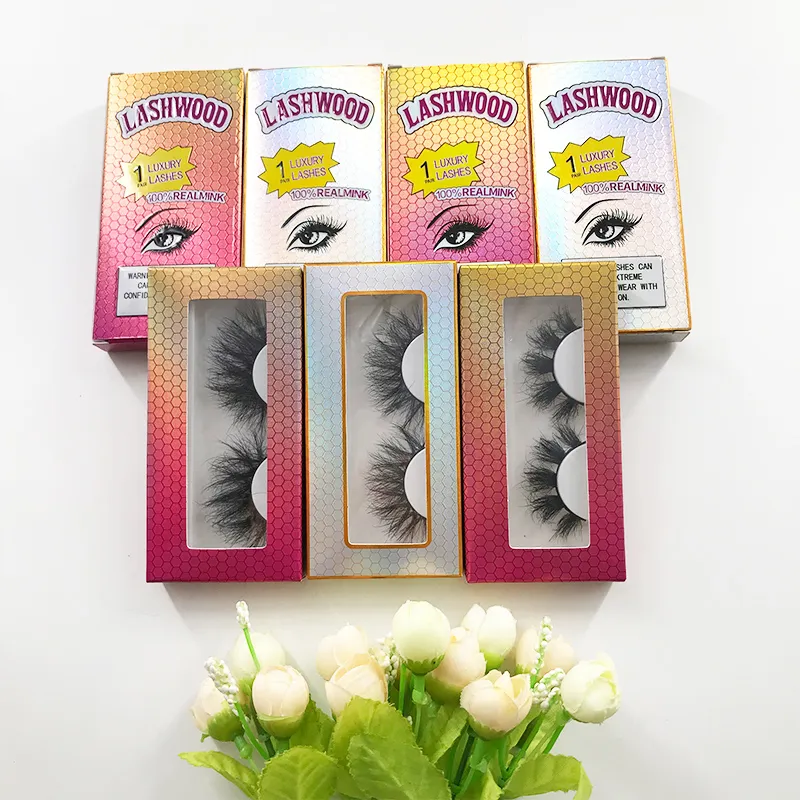 Großhandel Nerz Wimpern Verpackung Box Lashwood Papier Box natürliche Nerz Falsche Wimpern Individuelle Wimpern Verpackung Fall