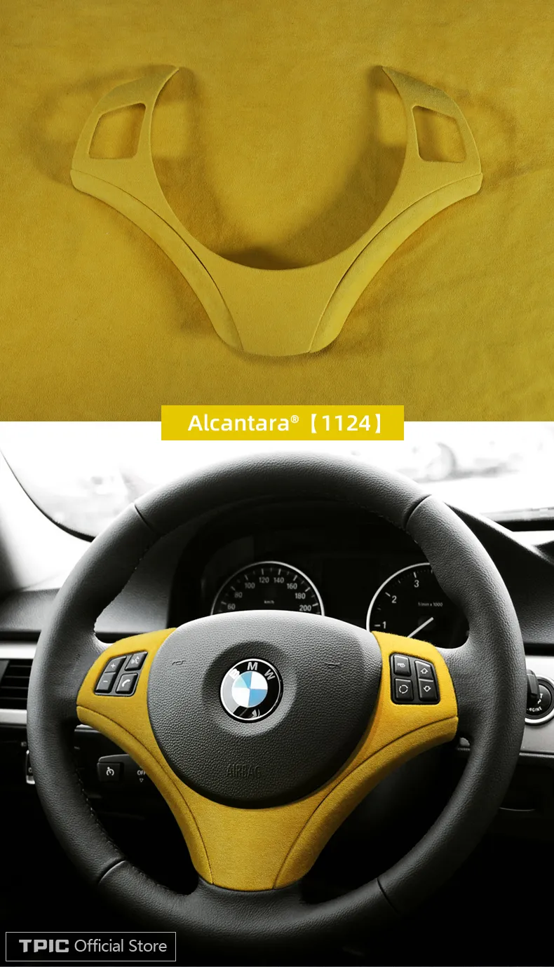 Alcantara Wrap Yellow Steering Wheel Cover For BMW E90 E92 E93