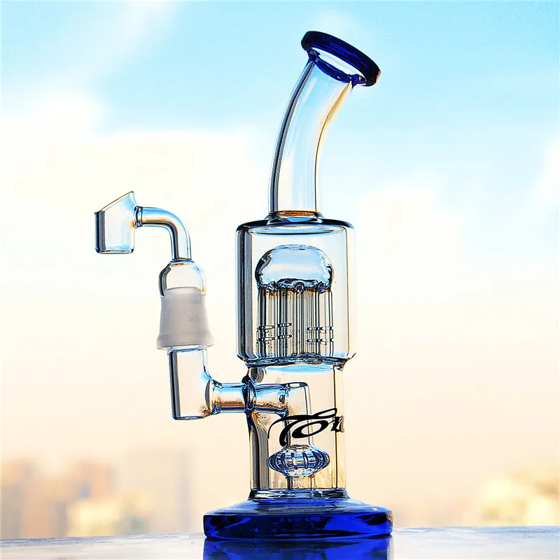 Tjock bas bong duschhuvud percs rökande rör glasbubbler rökrör vatten bongs med 18 mm banger