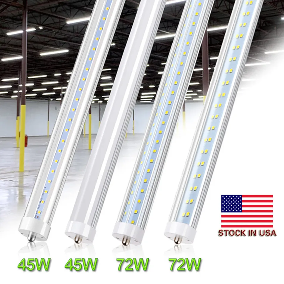 LED Tüp Lambası 8ft 8 ft LED Tüpler Tek Pin FA8 LED Ampul 8feet Floresan Tüp Işık V Şekilli Tüp 5500K 6000K değiştirin