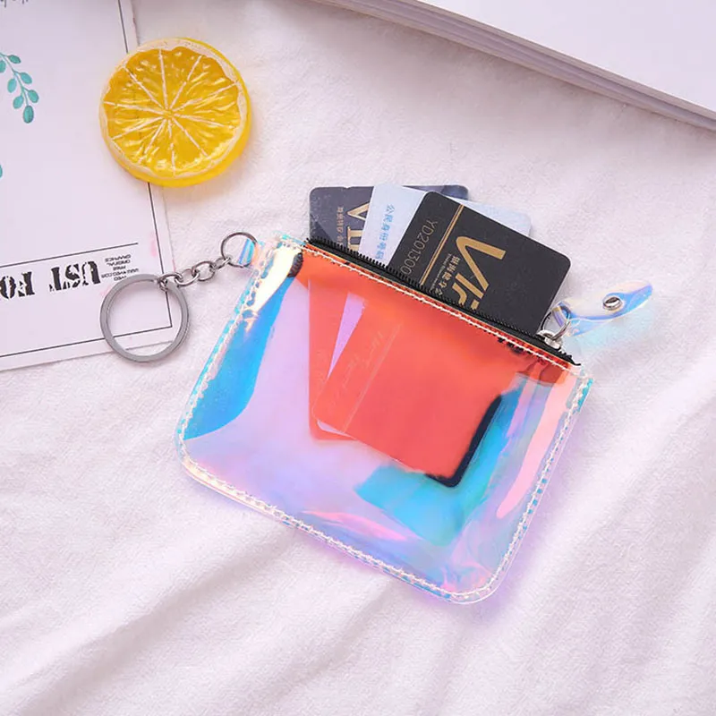 Piccolo portamonete da donna Fashion Laser PVC Clear Girls Portafogli Portamonete femminile Mini Money Key Coin Pouch Regalo di Natale per bambini