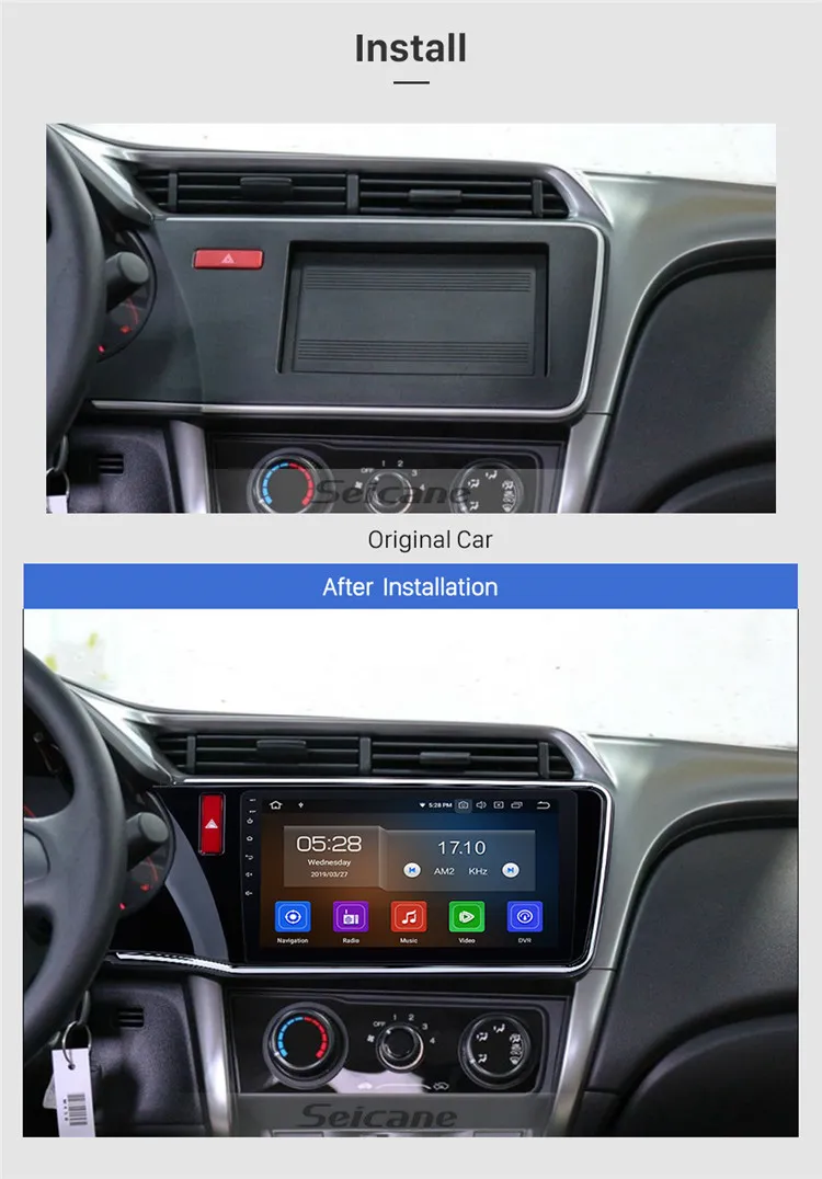 10.1 inch Android 9.0 HD Touchscreen Car Multimedia for 2014-2017 Honda City LHD with Bluetooth WIFI USB Mirror Link