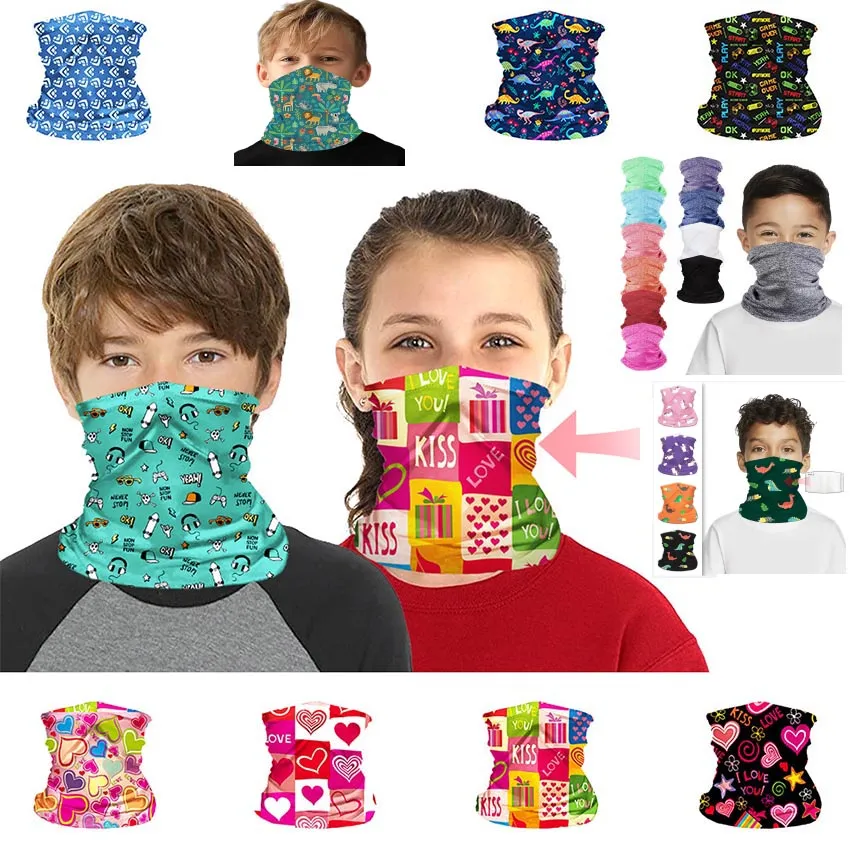 Enfants couverture complète Tube masque facial Bandanas Protection UV cou guêtre bandeau écharpe fête masque fournitures HH9-3213