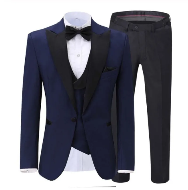 Personalizar último diseño novio esmoquin para hombre fiesta de graduación trajes de negocios abrigo chaleco pantalones conjunto chaqueta pantalones chaleco pajarita K209277E