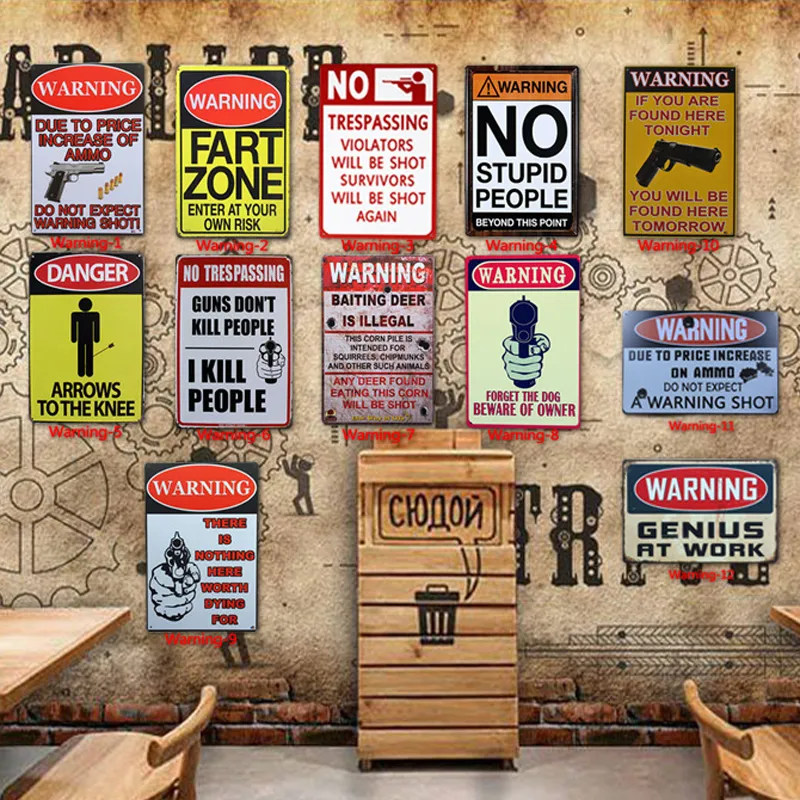 12 stijlen waarschuwing tin schilderij toilet keuken decor poster bar pub café waarschuwing retro metalen teken home restaurant vintage tin teken TQQ BH2209