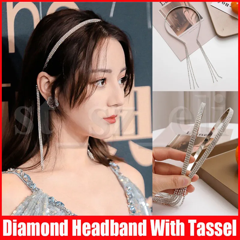 Sexig Fashion Diamond Hairband för Kvinnor Hårtillbehör Härligt Hårband med Tassel Headband Princess Tool