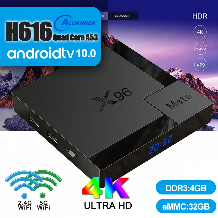 X96 Mate Andriod TV kutusu 10.0 AllWinner H616 BT5.0 Çift WiFi 2.4G + 5G X96Max T95 C1 daha iyi