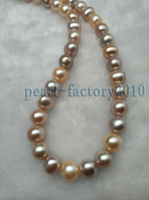 Best Buy joyería de perlas de 9-10 mm de mar del sur multicolor rosa púrpura blanco collar de perlas 18" 14K PURE